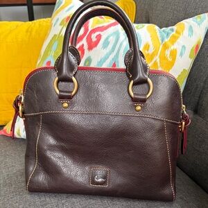 Dooney & Bourke Dark Brown Tmoro Leather Satchel Florentine.   Gorgeous!!!!